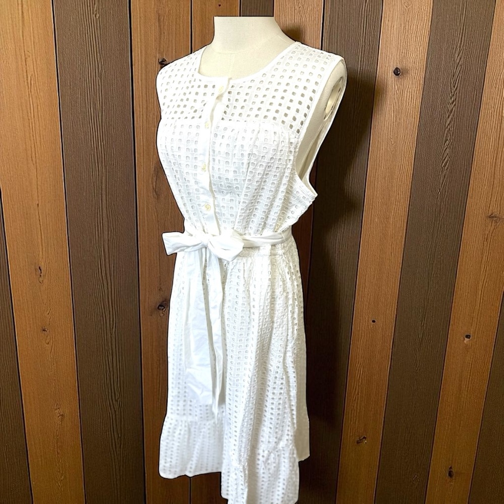 J. Crew NWT Size 14 All Over White Eyelet Lace Midi Dress - Picture 5 of 16
